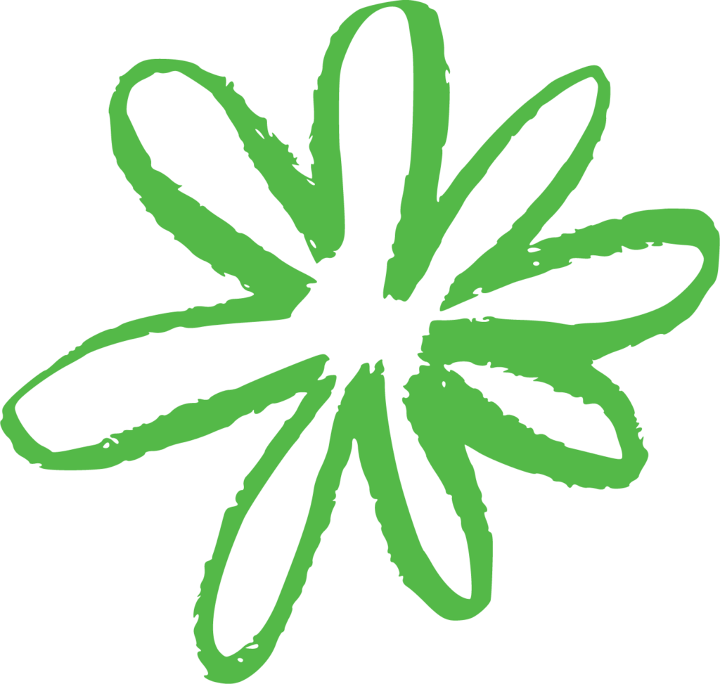 Green flower petals outline illustration botanical decorative graphic for Denver mental health therapy website