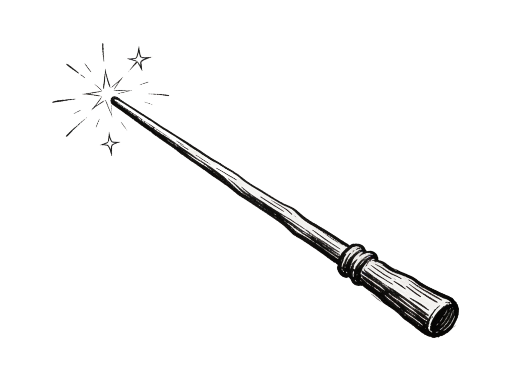 Magic wand icon representing transformation and positive change in therapy