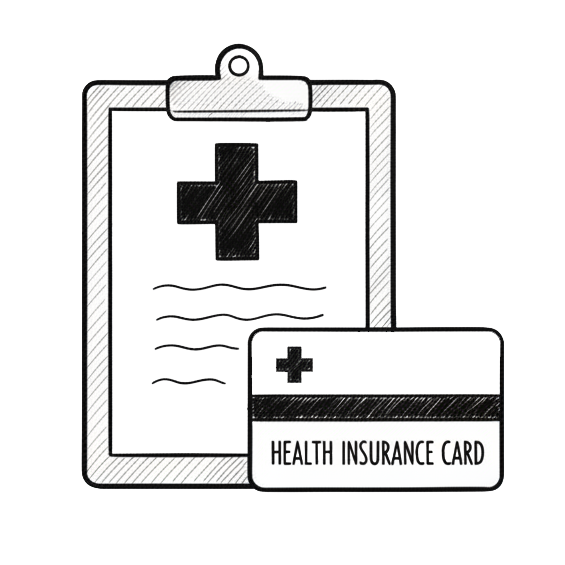 Illustrated health insurance card with medical cross symbol for therapy and counseling coverage